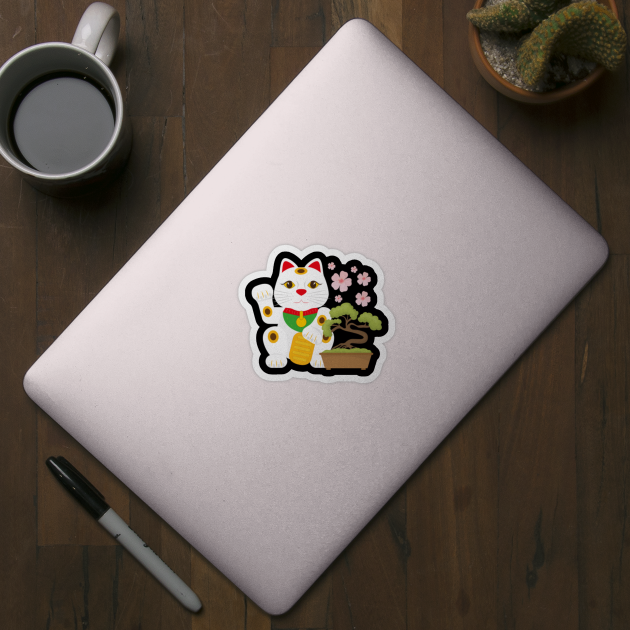 Bonsai Cat Bonsai Sticker TeePublic